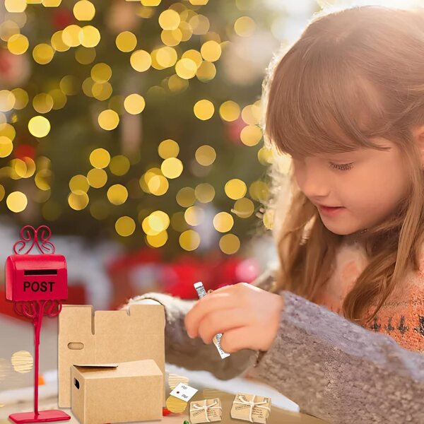 Set 11 scatole postali miniatura Natale per porta folletto e casa delle bambole 1/12