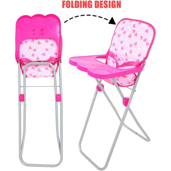 BESPORTBLE Chaise Haute per Bambole Rosa, Simulatore di Pasto Compatto senza Cuscino