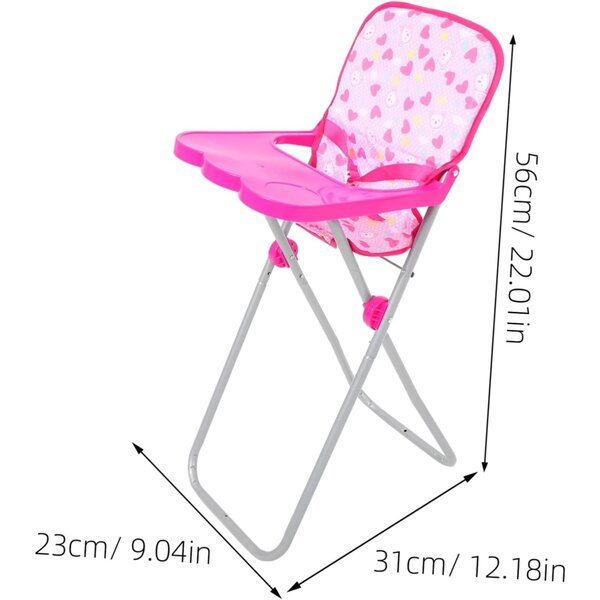BESPORTBLE Chaise Haute per Bambole Rosa, Simulatore di Pasto Compatto senza Cuscino
