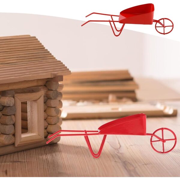 Brouette Vintage Miniaturen aus rotem Metall für Puppenhaus 12,5x4,5 cm