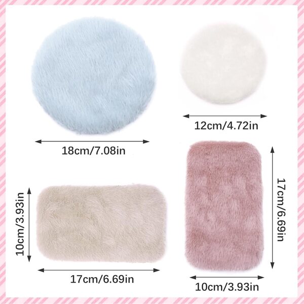 Set 4 Tappeti 1:12 per Casa delle Bambole in Peluche Morbido e Colorato