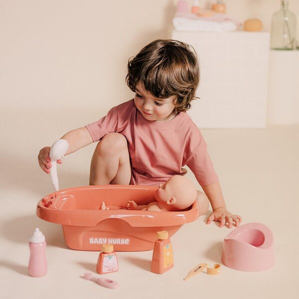 Baignoire- und Zubehörset Smoby Baby Nurse mit 8 Zubehörteilen aus recyceltem Material