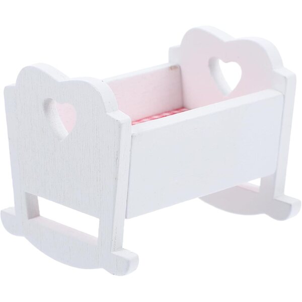 Mini Berceau in Legno Bianco per Casa delle Bambole - Miniatura Realistica e Decorativa