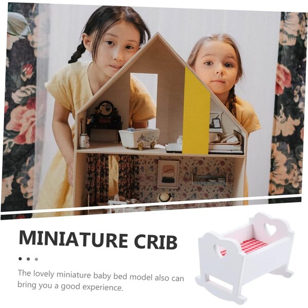 Mini Berceau in Legno Bianco per Casa delle Bambole - Miniatura Realistica e Decorativa
