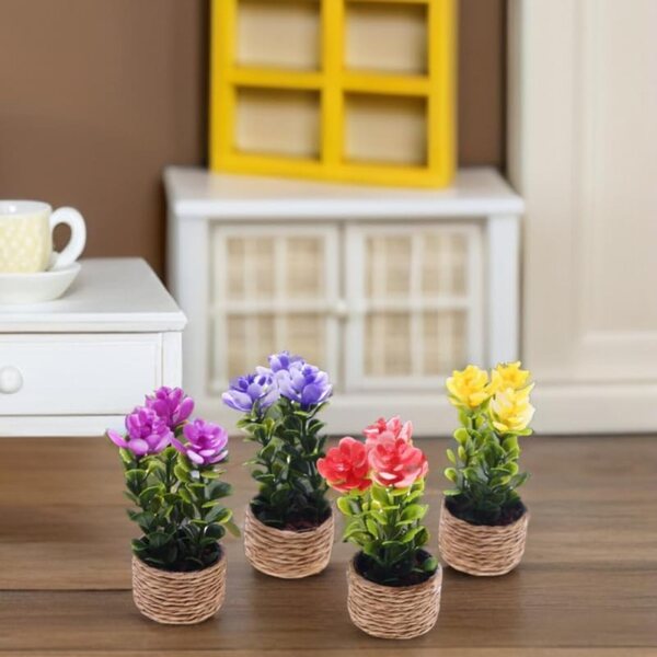 SHINEOFI Set 4 Mini Piante Bonsaï Artificiali Realistiche per Casa e Ufficio