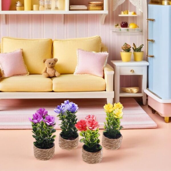 SHINEOFI Set 4 Mini Piante Bonsaï Artificiali Realistiche per Casa e Ufficio
