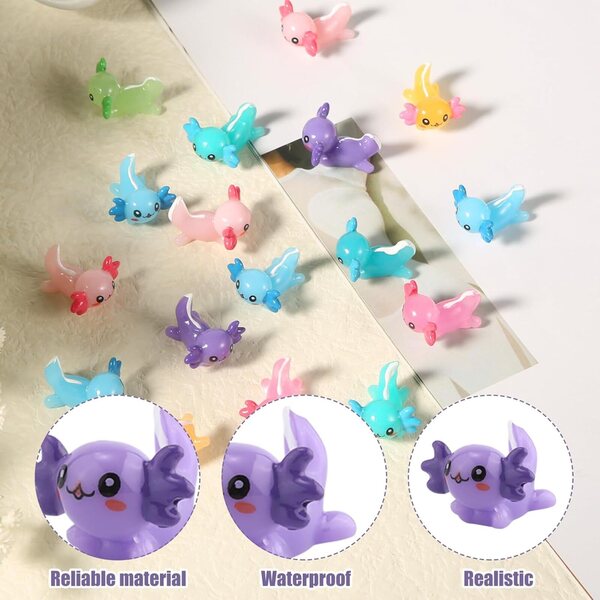 Set 32 Mini Figurine Axolotl in Resina per Decorazioni, 8 Colori