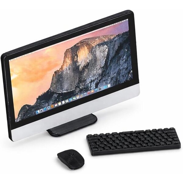 Set 3 Accessori Miniature Laptop, Tastiera e Mouse per Casa delle Bambole 1:12