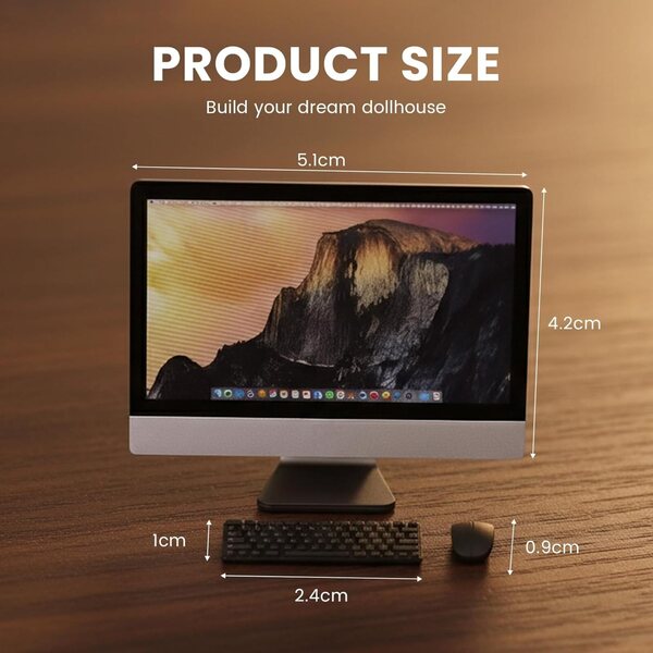 Set 3 Accessori Miniature Laptop, Tastiera e Mouse per Casa delle Bambole 1:12