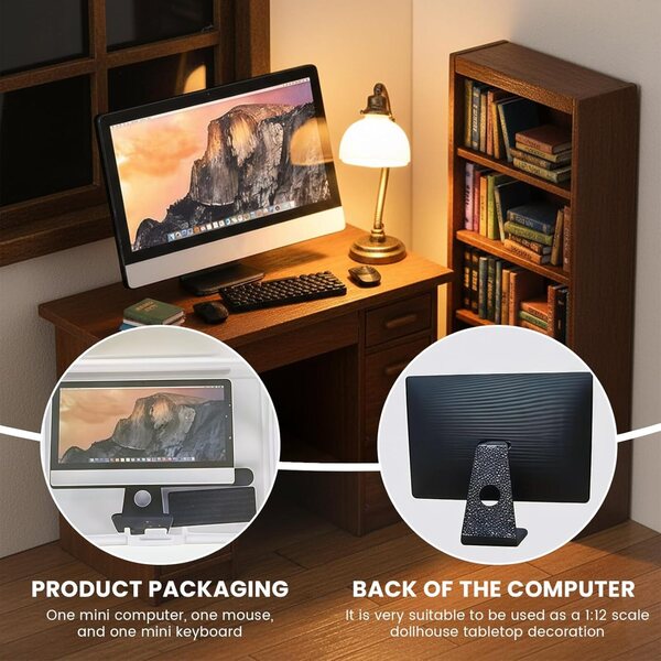 Set 3 Accessori Miniature Laptop, Tastiera e Mouse per Casa delle Bambole 1:12