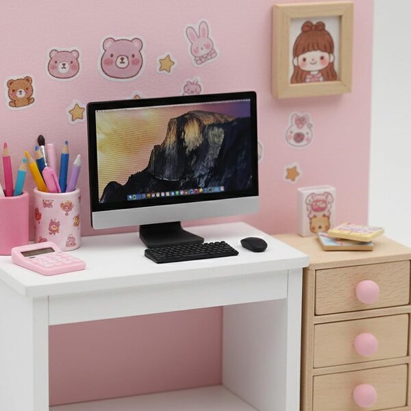 Set 3 Accessori Miniature Laptop, Tastiera e Mouse per Casa delle Bambole 1:12