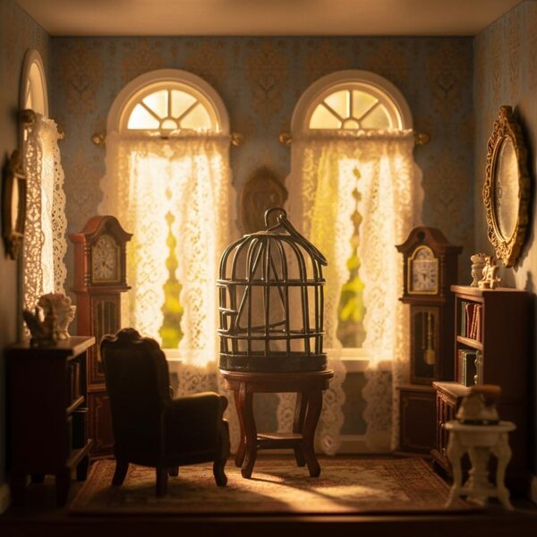 Set 2 decorazioni miniature nere per casa delle bambole e giardino fatato