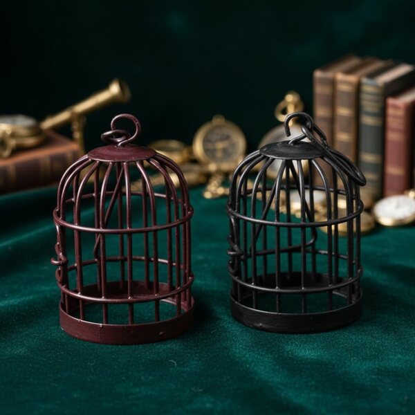 Set 2 decorazioni miniature nere per casa delle bambole e giardino fatato