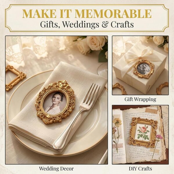 Set 10 Mini Cornici Dorate Vintage Ceriselle per Foto e Decorazioni DIY