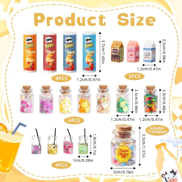 Set 19 Accessori Miniature per Casa delle Bambole - Cibo e Dolci in Miniatura Realistici