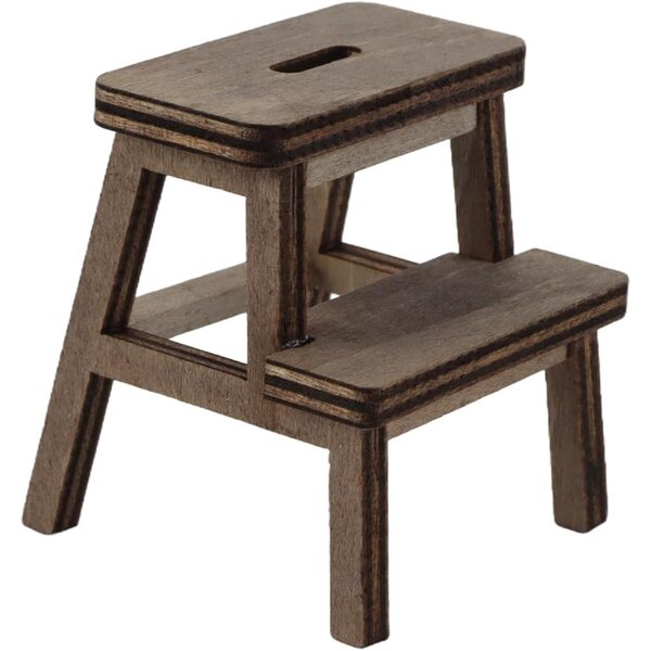 Ausi Escabeau miniatura in legno naturale per casa delle bambole scala 1/12