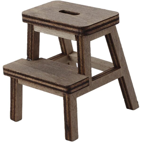 Ausi Escabeau miniatura in legno naturale per casa delle bambole scala 1/12