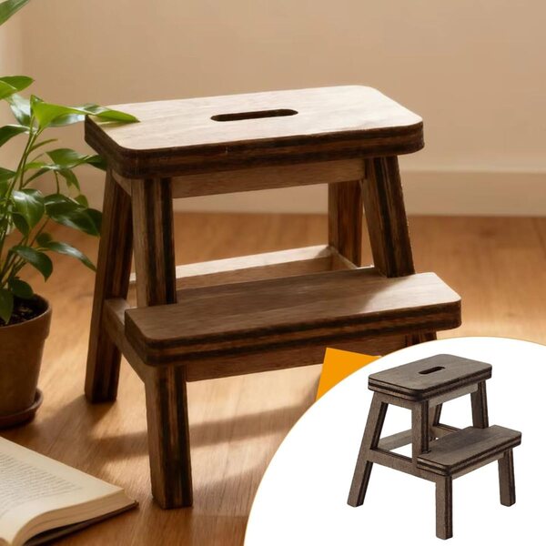 Ausi Escabeau miniatura in legno naturale per casa delle bambole scala 1/12