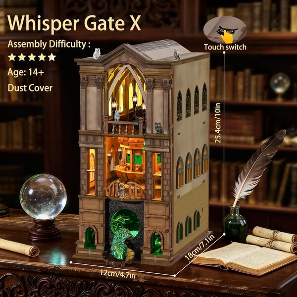 Book Nook Magic Kit NookMaster: Casa Miniatura DIY con LED, Puzzle 3D in Legno