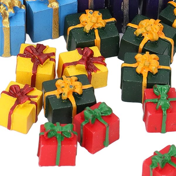 Mini Scatole Regalo Natalizie in Resina per Casa delle Bambole 1:12 25 Pezzi Colorati