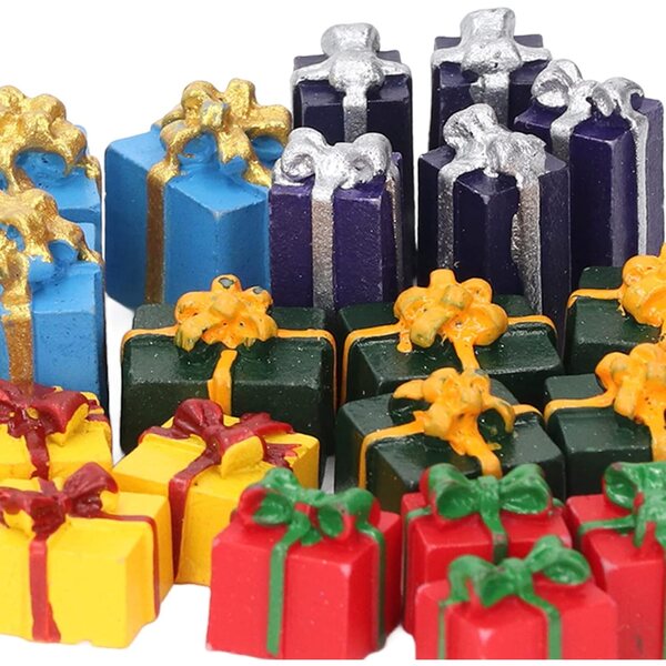 Mini Scatole Regalo Natalizie in Resina per Casa delle Bambole 1:12 25 Pezzi Colorati