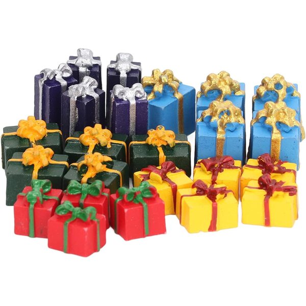 Mini Scatole Regalo Natalizie in Resina per Casa delle Bambole 1:12 25 Pezzi Colorati