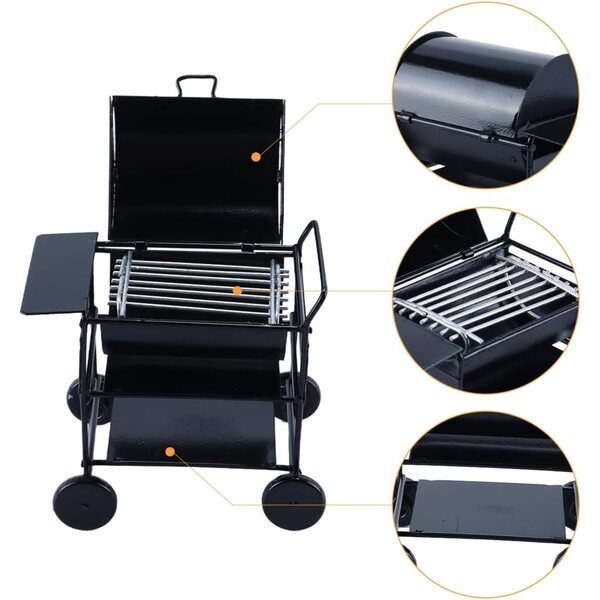 1/12 Miniatur-Grill mit Ofen und Eisenwagen für Puppenhaus