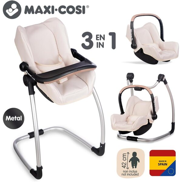 Smoby Maxi-COSI 3 in 1 Beige für Puppen bis 42 cm – Nachahmungsspiel ab 3 Jahren