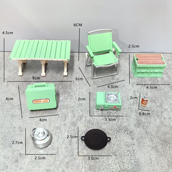 8-teiliges Miniatur-Campingausrüstungsset für Puppenhaus-Dioramen