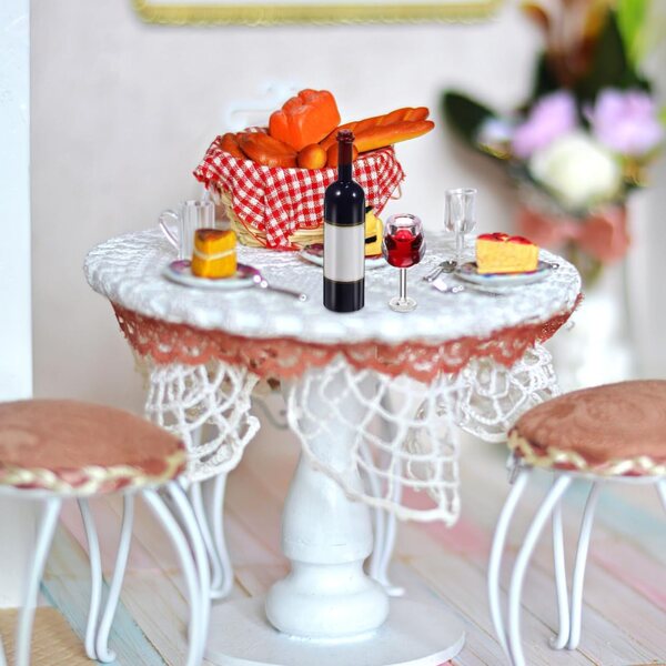 Set 18 mini bicchieri e bottiglie di vino rosso scuro per casa delle bambole 1:12