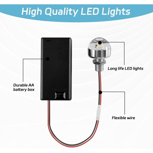 Set mit 2 gelben Mini-LED-Lampen 3 V für Puppenhaus mit AA-Batterie-Unterstützung