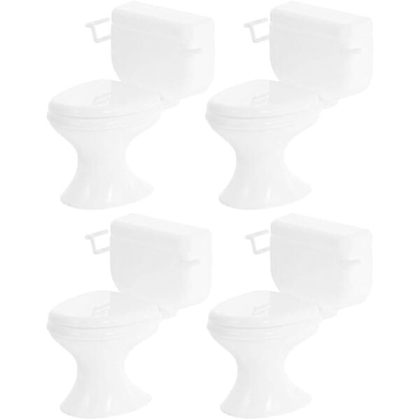 Set 4 Mini Toilettes Realistiche per Casa delle Bambole Accessori Decorativi