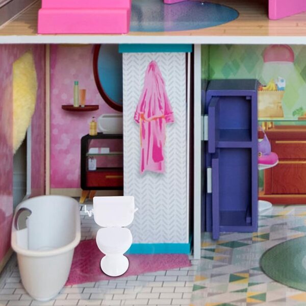 Set 4 Mini Toilettes Realistiche per Casa delle Bambole Accessori Decorativi