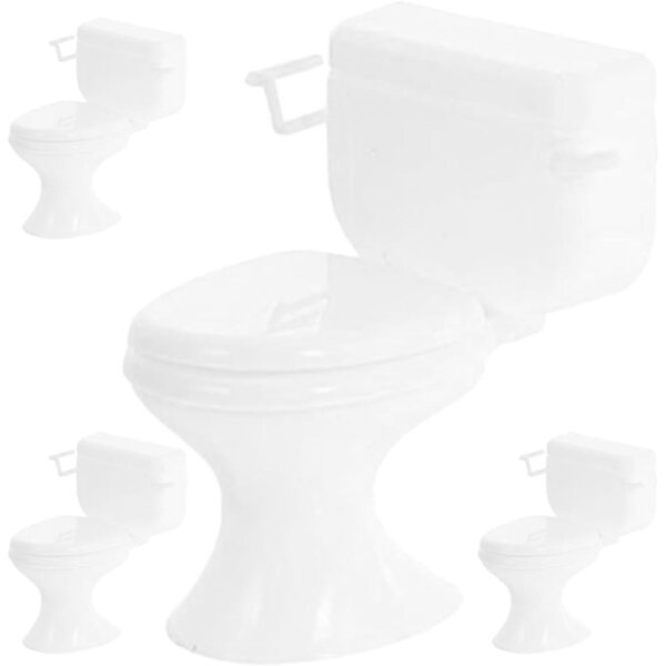 Set 4 Mini Toilettes Realistiche per Casa delle Bambole Accessori Decorativi