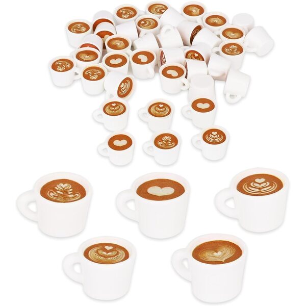 Tinoaly 40 Mini-Kaffeetassen aus Kunstharz für Dekorationen und Schmuck, 2,3 x 1,8 x 1,4 cm