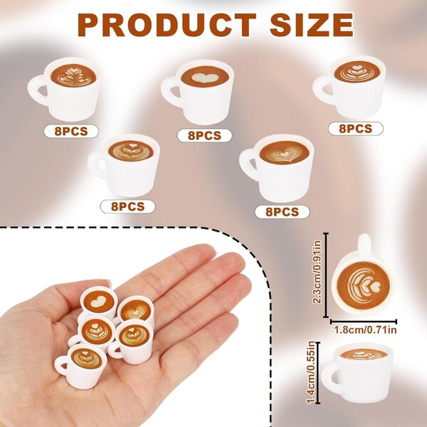 Tinoaly 40 mini tazzine da caffè in resina per decorazioni e gioielli 2,3x1,8x1,4 cm