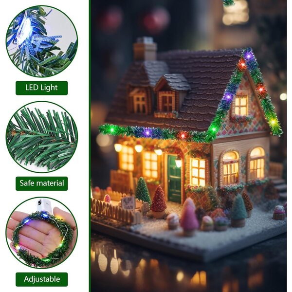 Guirlande luminosa LED miniatura per casa delle bambole, 4 pezzi decorazione natalizia