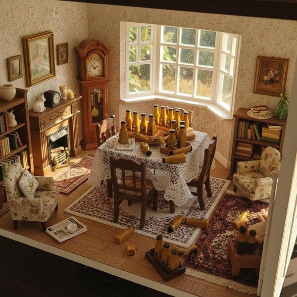 Set 10 Bottiglie Miniature Gialle 1:12 Accessori Decorativi per Casa delle Bambole
