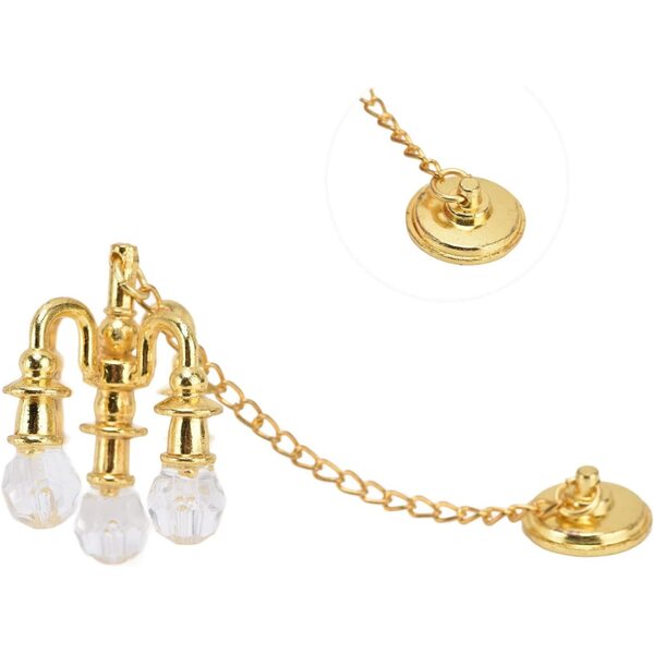 Acouto Mini-Puppenhauslampe aus Legierung, realistisches Golddesign