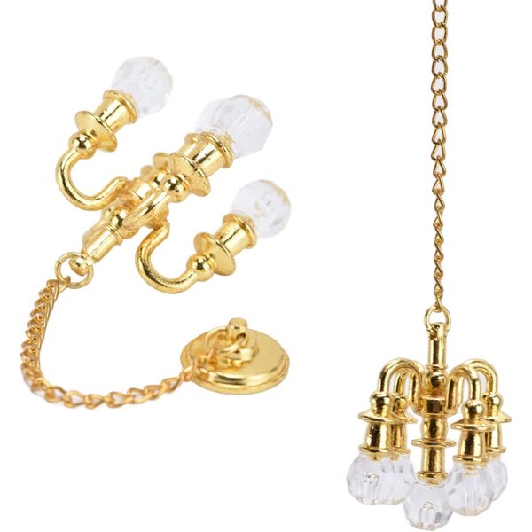 Acouto Mini-Puppenhauslampe aus Legierung, realistisches Golddesign