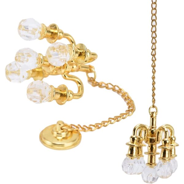Acouto Mini-Puppenhauslampe aus Legierung, realistisches Golddesign