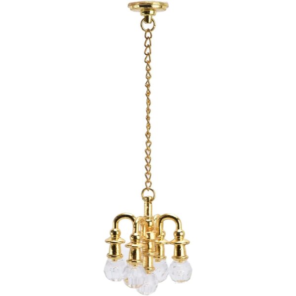 Acouto Mini-Puppenhauslampe aus Legierung, realistisches Golddesign