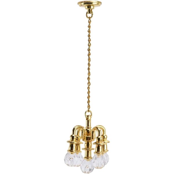 Acouto Mini-Puppenhauslampe aus Legierung, realistisches Golddesign