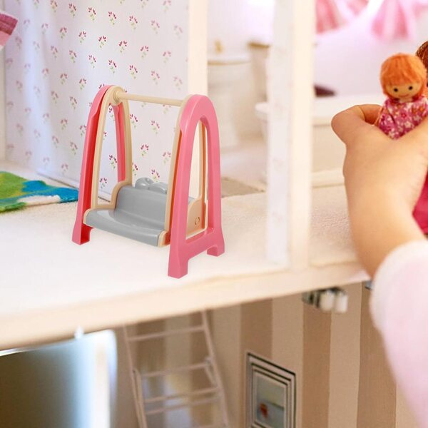 Veemoon Puppenhaus-Miniaturbausatz mit Schaukel, Rutsche und Schaukelpferd