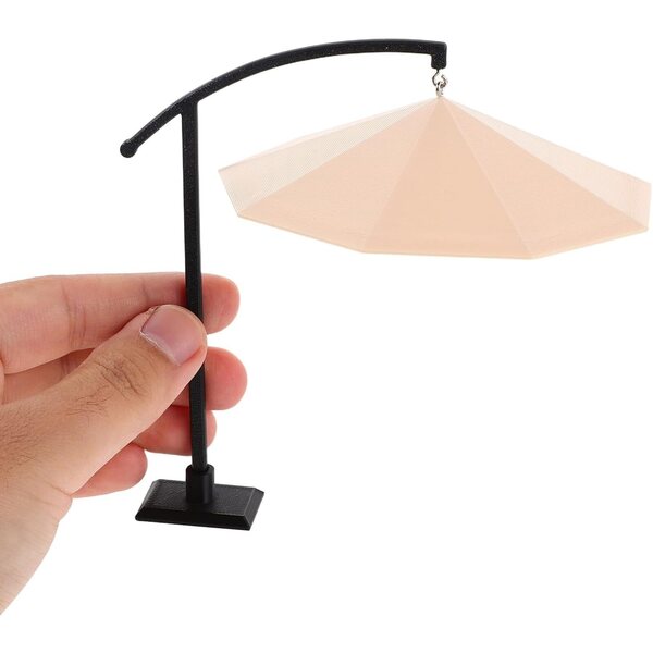 Mini Parasol da Giardino Beige 12,5 cm Resistente per Casa delle Bambole e Terrari