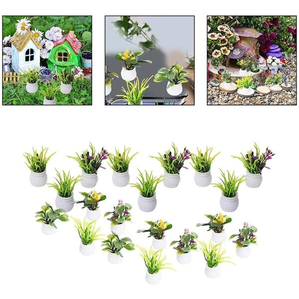 Set 20 Piantine Miniature di Bonsaï in Plastica per Casa delle Bambole e Decorazioni