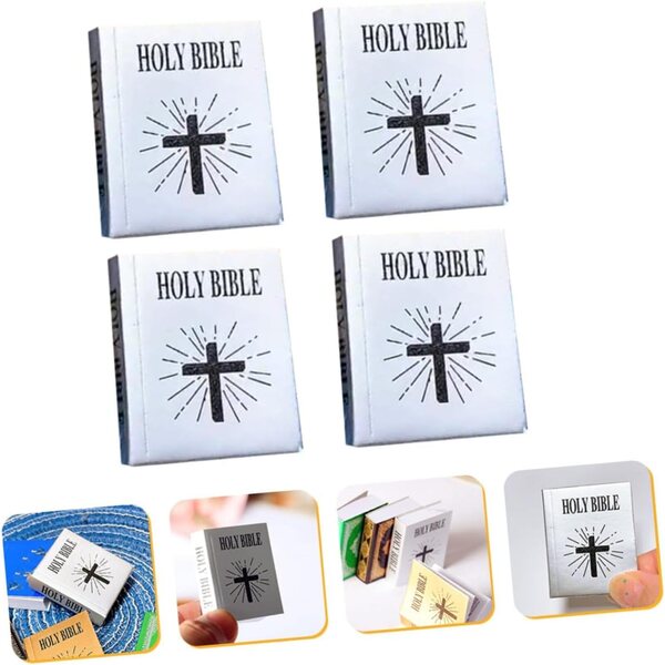 Set 4 Mini Bible in carta per casa delle bambole - Decorazioni Miniature LRXIYODE