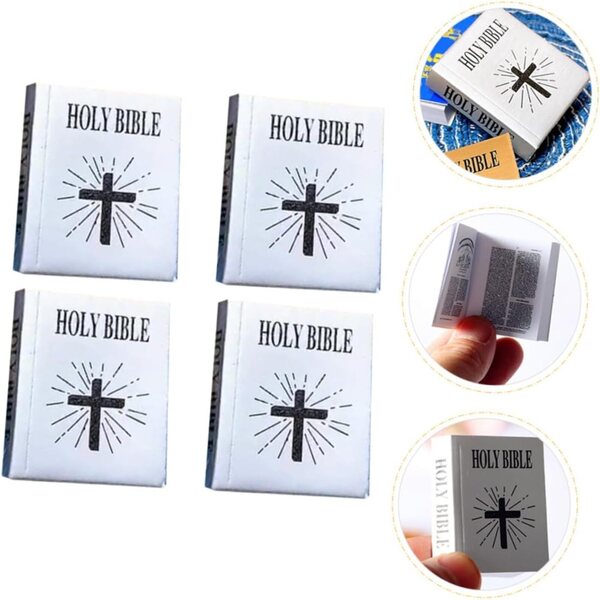 Set 4 Mini Bible in carta per casa delle bambole - Decorazioni Miniature LRXIYODE