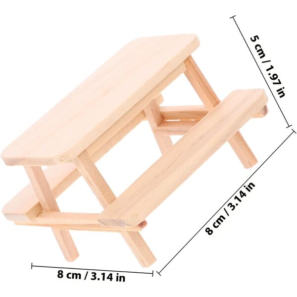NOLITOY Tavolo Picnic Miniatura in Legno Naturale Arredo per Casa delle Bambole