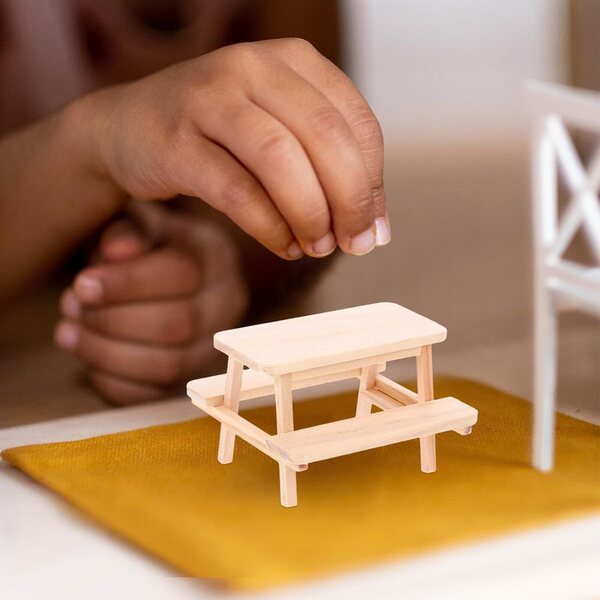 NOLITOY Tavolo Picnic Miniatura in Legno Naturale Arredo per Casa delle Bambole